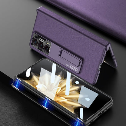 For Honor Magic V2 GKK Integrated Magnetic Hinge Flip Leather Phone Case with Holder(Purple) by GKK