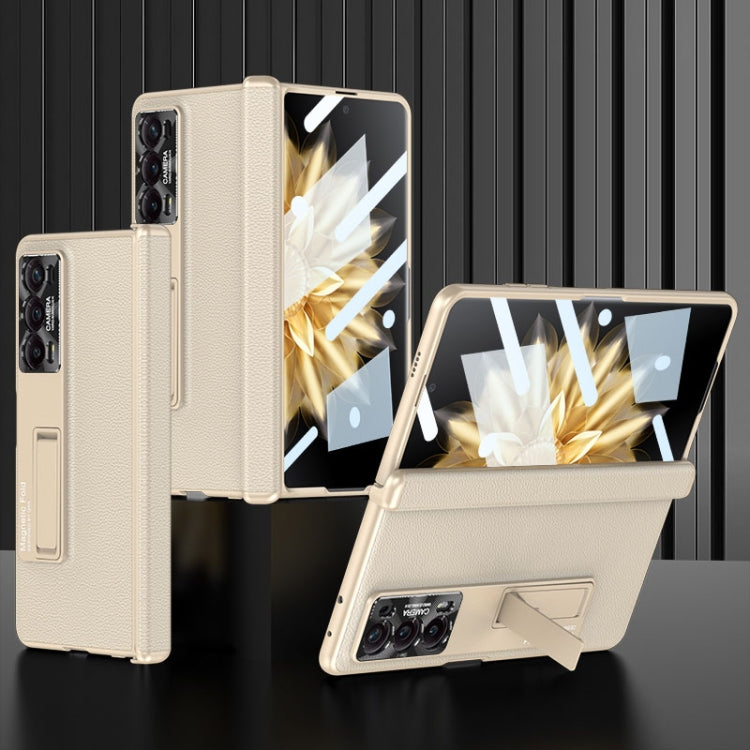 For Honor Magic V2 GKK Integrated Magnetic Hinge Flip Leather Phone Case with Holder(Gold) by GKK