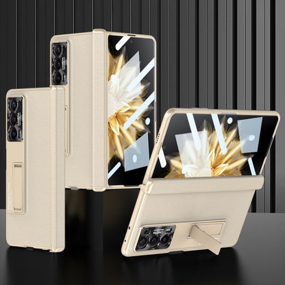 For Honor Magic V2 GKK Integrated Magnetic Hinge Flip Leather Phone Case with Holder(Gold) by GKK