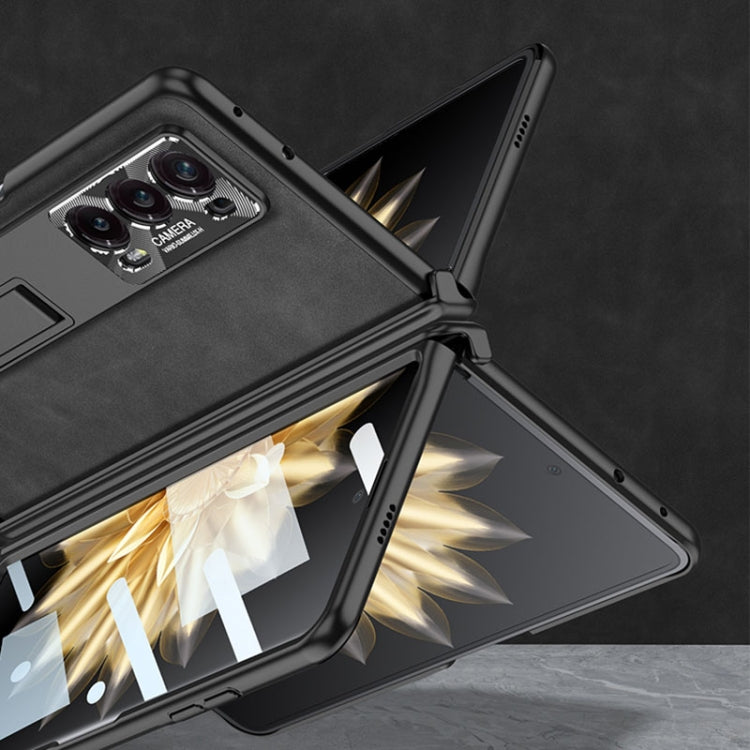 For Honor Magic V2 GKK Integrated Frosted Fold Hinge Leather Phone Case with Holder(Grey) by GKK