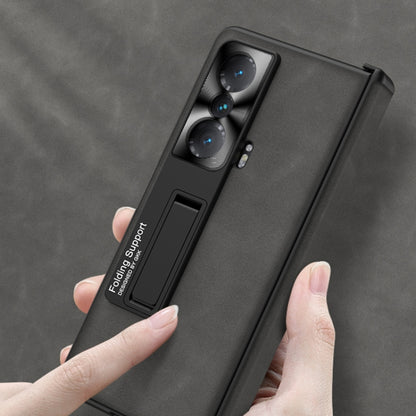 For Honor Magic VS GKK Integrated Frosted Fold Hinge Leather Phone Case with Holder(Black) by GKK