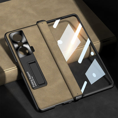 For Honor Magic VS GKK Integrated Frosted Fold Hinge Leather Phone Case with Holder(Brown) by GKK