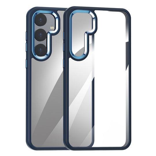 For Samsung Galaxy S24 5G Anti-fingerprint Highly Transparent PC Phone Case(Blue)