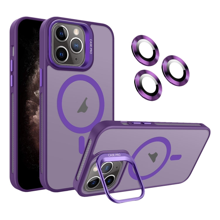 For iPhone 11 Pro Max Invisible Lens Holder MagSafe Phone Case(Dark Purple) - iPhone 11 Pro Max Cases by buy2fix | Online Shopping UK | buy2fix