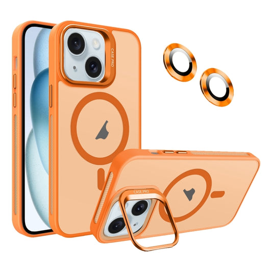 For iPhone 15 Invisible Lens Holder MagSafe Phone Case(Orange) - iPhone 15 Cases by buy2fix | Online Shopping UK | buy2fix