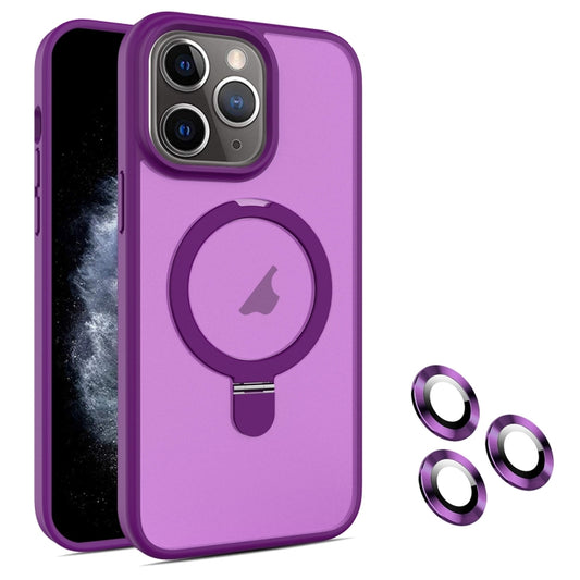 For iPhone 11 Pro MagSafe Magnetic Holder Phone Case(Dark Purple) - iPhone 11 Pro Cases by buy2fix | Online Shopping UK | buy2fix