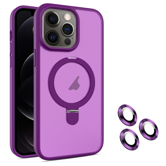 For iPhone 12 Pro MagSafe Magnetic Holder Phone Case(Dark Purple) - iPhone 12 / 12 Pro Cases by buy2fix | Online Shopping UK | buy2fix