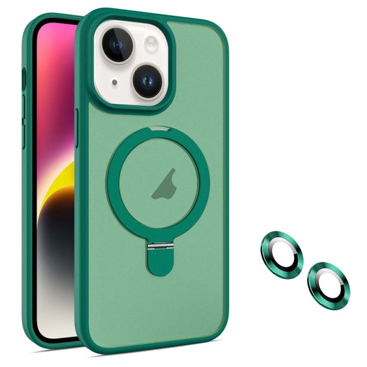 For iPhone 14 Plus MagSafe Magnetic Holder Phone Case(Dark Green) - iPhone 14 Plus Cases by buy2fix | Online Shopping UK | buy2fix