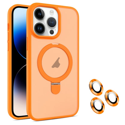 For iPhone 14 Pro Max MagSafe Magnetic Holder Phone Case(Orange) - iPhone 14 Pro Max Cases by buy2fix | Online Shopping UK | buy2fix