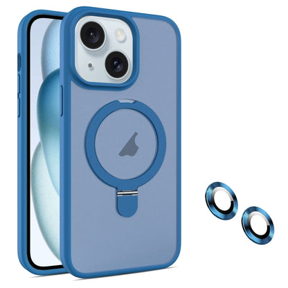 For iPhone 15 MagSafe Magnetic Holder Phone Case(Blue) - iPhone 15 Cases by buy2fix | Online Shopping UK | buy2fix