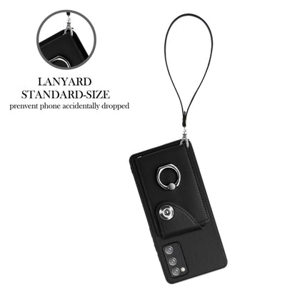 For Samsung Galaxy S20 FE Organ Card Bag Ring Holder PU Phone Case with Lanyard(Black) by buy2fix