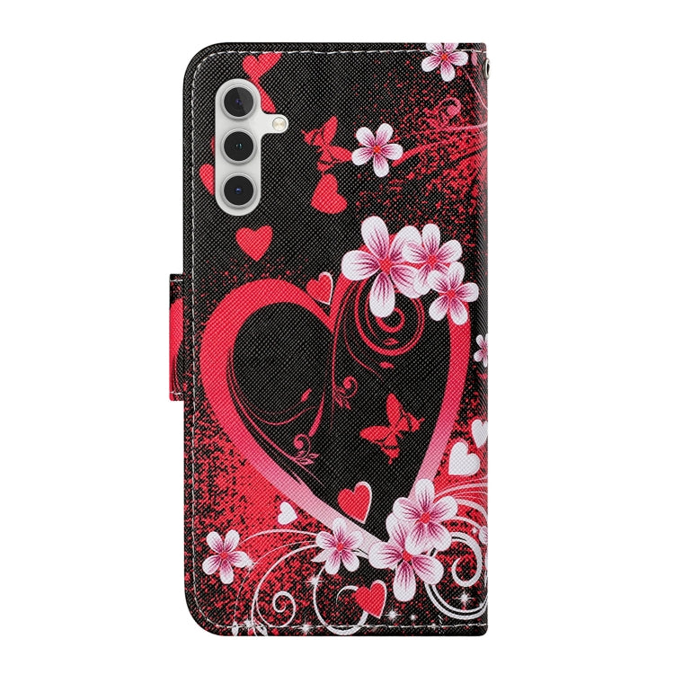 For Samsung Galaxy A15 Colored Drawing Pattern Leather Phone Case(Red Heart) by buy2fix
