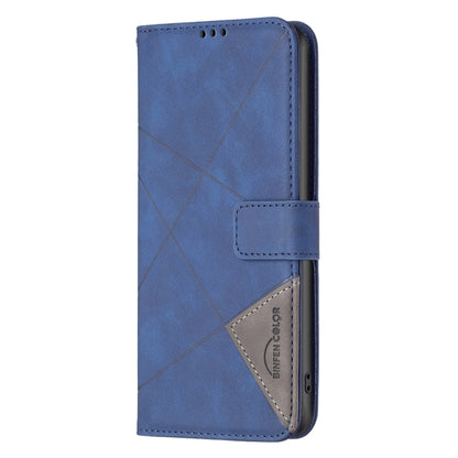 For OnePlus 12 5G BF05 Magnetic Buckle Rhombus Texture Leather Phone Case(Blue) by buy2fix