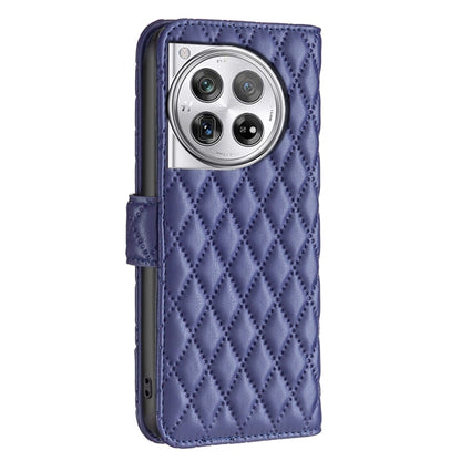 For OnePlus 12 5G Diamond Lattice Wallet Flip Leather Phone Case(Blue) - OnePlus Cases by buy2fix | Online Shopping UK | buy2fix