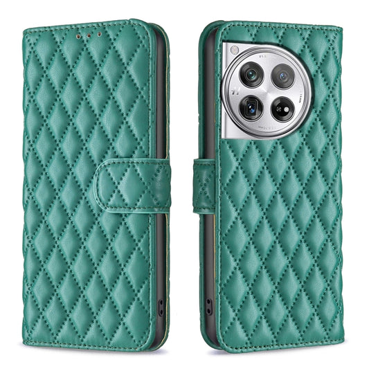 For OnePlus 12 5G Diamond Lattice Wallet Flip Leather Phone Case(Green) by buy2fix