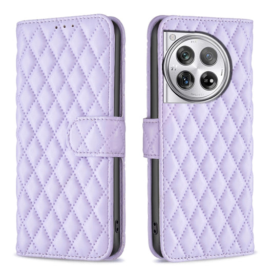 For OnePlus 12 5G Diamond Lattice Wallet Flip Leather Phone Case(Purple) by buy2fix