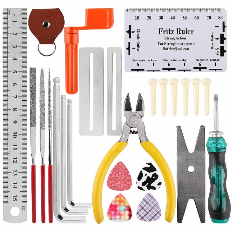Guitar Repair Tool Set File Wrench Chord Cut And Winder Frets Polishing - Guitar Tuner Accessories by buy2fix | Online Shopping UK | buy2fix