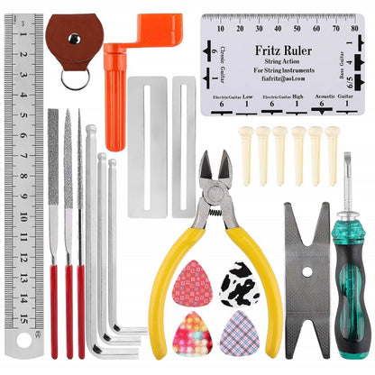 Guitar Repair Tool Set File Wrench Chord Cut And Winder Frets Polishing - Guitar Tuner Accessories by buy2fix | Online Shopping UK | buy2fix