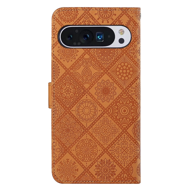 For Google Pixel 9 / 9 Pro Ethnic Style Embossed Pattern Leather Phone Case(Brown) - Google Cases by buy2fix | Online Shopping UK | buy2fix