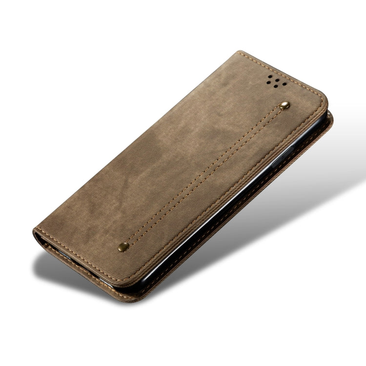 For OnePlus 12 Denim Texture Casual Style Horizontal Flip Leather Case(Khaki) by buy2fix
