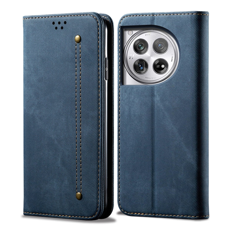 For OnePlus 12 Denim Texture Casual Style Horizontal Flip Leather Case(Blue) by buy2fix