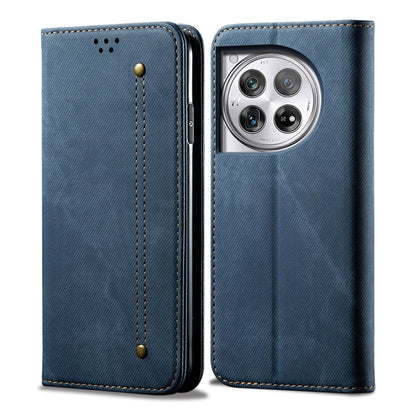 For OnePlus 12 Denim Texture Casual Style Horizontal Flip Leather Case(Blue) by buy2fix