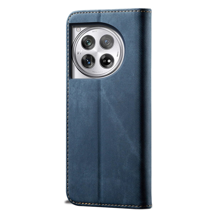For OnePlus 12 Denim Texture Casual Style Horizontal Flip Leather Case(Blue) by buy2fix