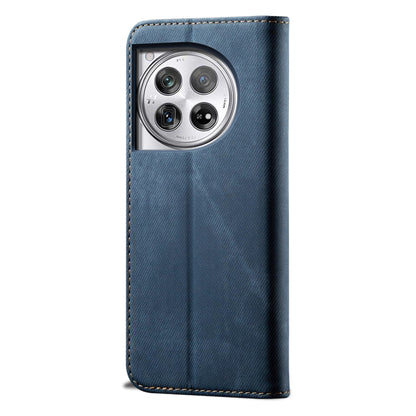 For OnePlus 12 Denim Texture Casual Style Horizontal Flip Leather Case(Blue) by buy2fix