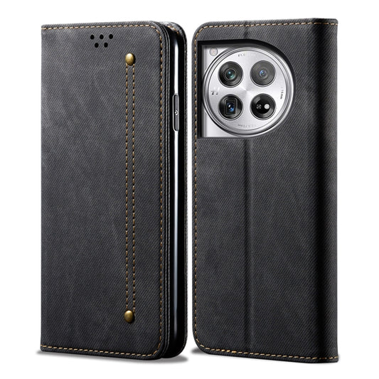 For OnePlus 12 Denim Texture Casual Style Horizontal Flip Leather Case(Black) by buy2fix