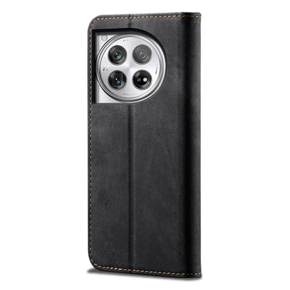 For OnePlus 12 Denim Texture Casual Style Horizontal Flip Leather Case(Black) by buy2fix