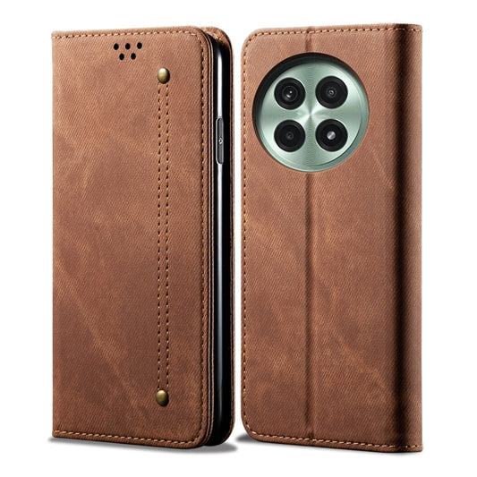 For OnePlus 13 Denim Texture Casual Style Horizontal Flip Leather Case(Brown) by buy2fix