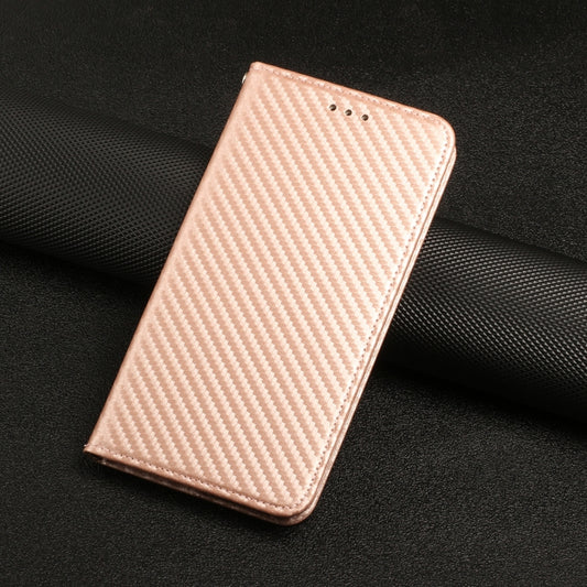 For Xiaomi Redmi Note 13 Pro 5G Carbon Fiber Texture Flip Holder Leather Phone Case(Rose Gold) by buy2fix