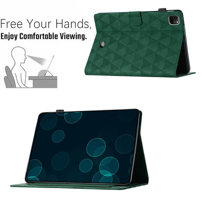 For iPad Pro 11 2024 Diamond Texture Embossed Leather Smart Tablet Case(Green) - iPad Pro 11 2024 Cases by buy2fix | Online Shopping UK | buy2fix