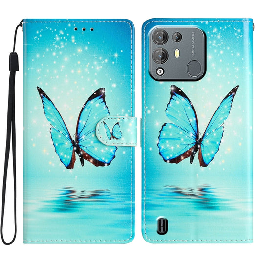 For Blackview A55 Pro Colored Drawing Leather Phone Case(Blue Butterfly)