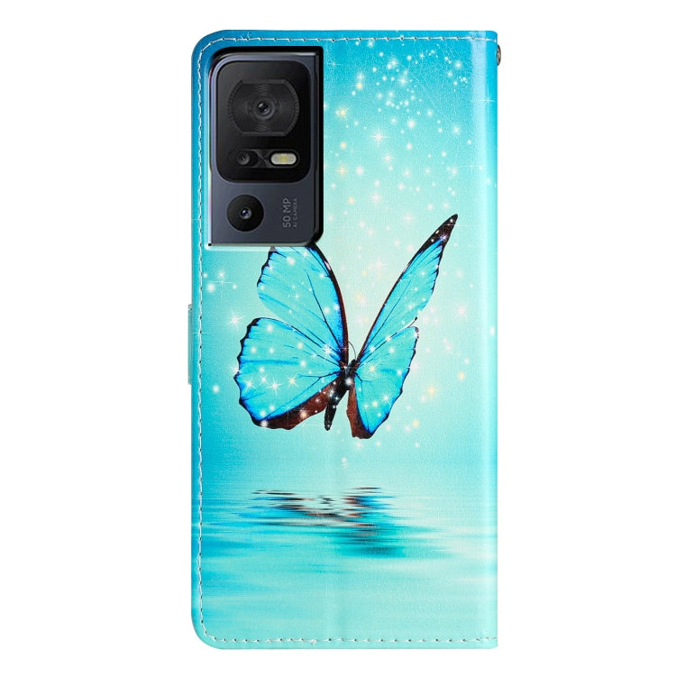 For TCL 40 SE Colored Drawing Leather Phone Case(Blue Butterfly) - More Brand by buy2fix | Online Shopping UK | buy2fix