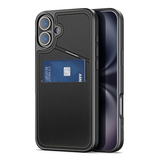 For iPhone 16 DUX DUCIS Rafi II Series MagSafe Magnetic Holder RFID Phone Case(Black) by DUX DUCIS