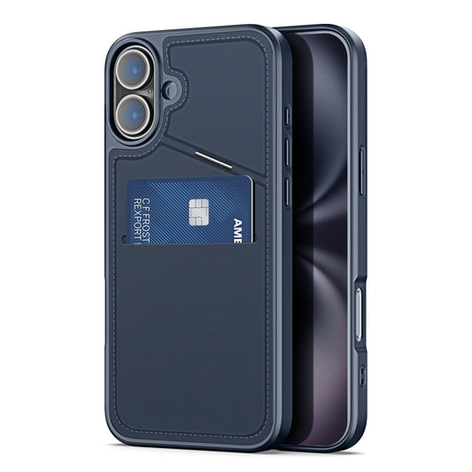 For iPhone 16 DUX DUCIS Rafi II Series MagSafe Magnetic Holder RFID Phone Case(Blue) by DUX DUCIS