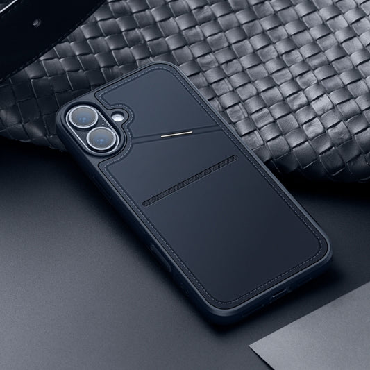 For iPhone 16 DUX DUCIS Rafi II Series MagSafe Magnetic Holder RFID Phone Case(Blue) by DUX DUCIS