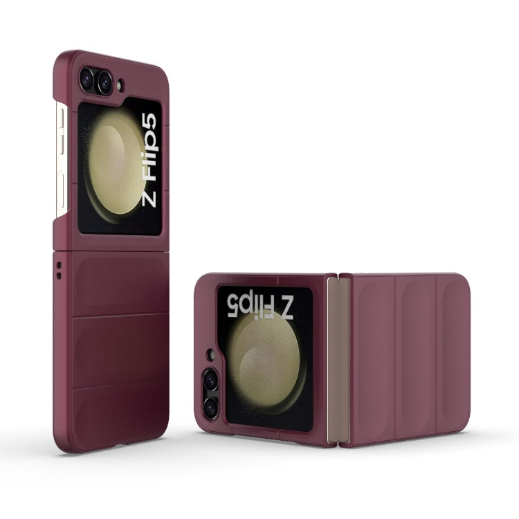 For Samsung Galaxy Z Flip5 5G Magic Shield Fold PC Shockproof Phone Case(Wine Red) - Galaxy Z Flip5 Cases by buy2fix | Online Shopping UK | buy2fix