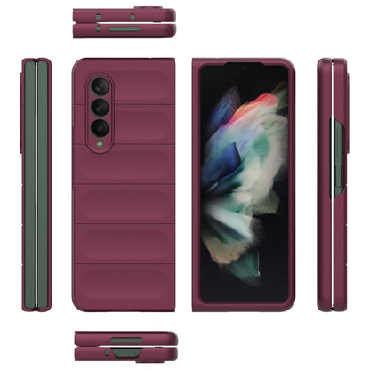 For Samsung Galaxy Z Fold3 5G Magic Shield Fold PC Shockproof Phone Case(Wine Red) by buy2fix