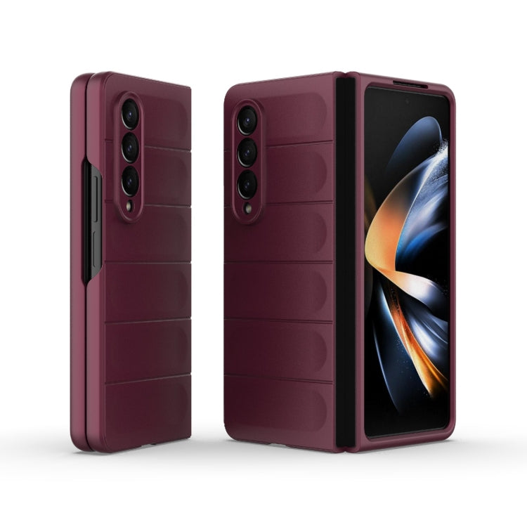 For Samsung Galaxy Z Fold4 5G Magic Shield Fold PC Shockproof Phone Case(Wine Red) by buy2fix