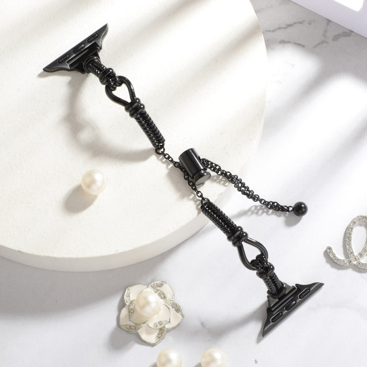 For Apple Watch SE 2023 44mm Twist Metal Bracelet Chain Watch Band(Black) by buy2fix