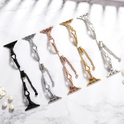 For Apple Watch SE 2023 44mm Twist Metal Bracelet Chain Watch Band(Black) by buy2fix