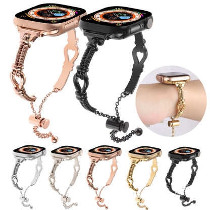 For Apple Watch SE 2023 44mm Twist Metal Bracelet Chain Watch Band(Black) by buy2fix