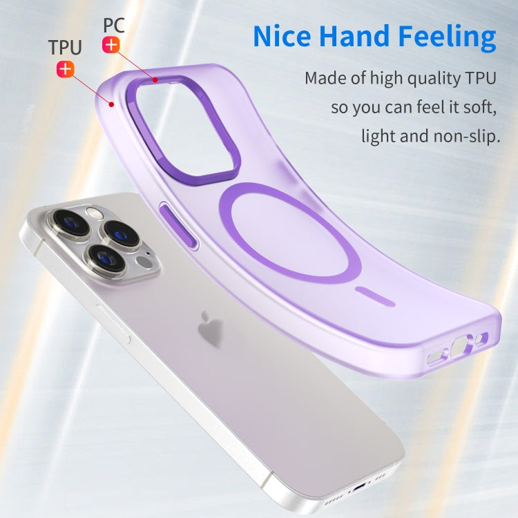 For iPhone 14 Pro MagSafe Frosted Translucent TPU + PC Full Coverage Phone Case(Dark Purple) - iPhone 14 Pro Cases by buy2fix | Online Shopping UK | buy2fix