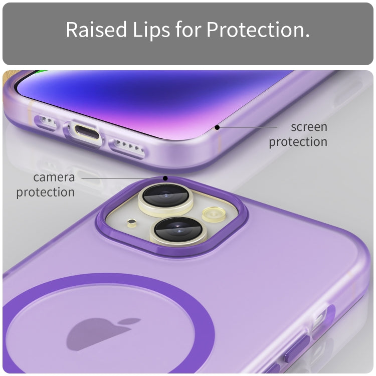 For iPhone 14 MagSafe Frosted Translucent TPU + PC Full Coverage Phone Case(Dark Purple) - iPhone 14 Cases by buy2fix | Online Shopping UK | buy2fix