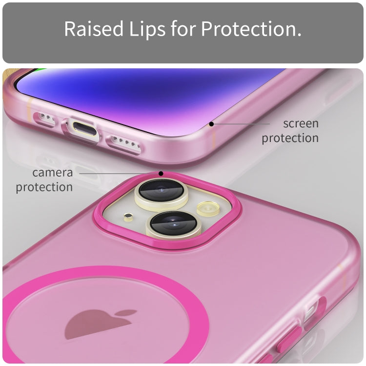 For iPhone 14 MagSafe Frosted Translucent TPU + PC Full Coverage Phone Case(Pink) - iPhone 14 Cases by buy2fix | Online Shopping UK | buy2fix