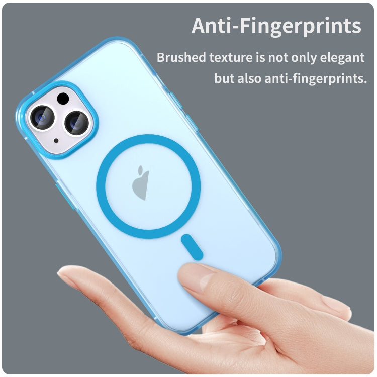 For iPhone 14 Plus MagSafe Frosted Translucent TPU + PC Full Coverage Phone Case(Blue) - iPhone 14 Plus Cases by buy2fix | Online Shopping UK | buy2fix