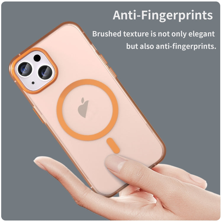 For iPhone 14 Plus MagSafe Frosted Translucent TPU + PC Full Coverage Phone Case(Orange) - iPhone 14 Plus Cases by buy2fix | Online Shopping UK | buy2fix