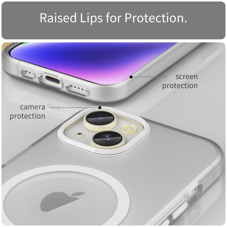 For iPhone 15 MagSafe Frosted Translucent TPU + PC Full Coverage Phone Case(White) - iPhone 15 Cases by buy2fix | Online Shopping UK | buy2fix